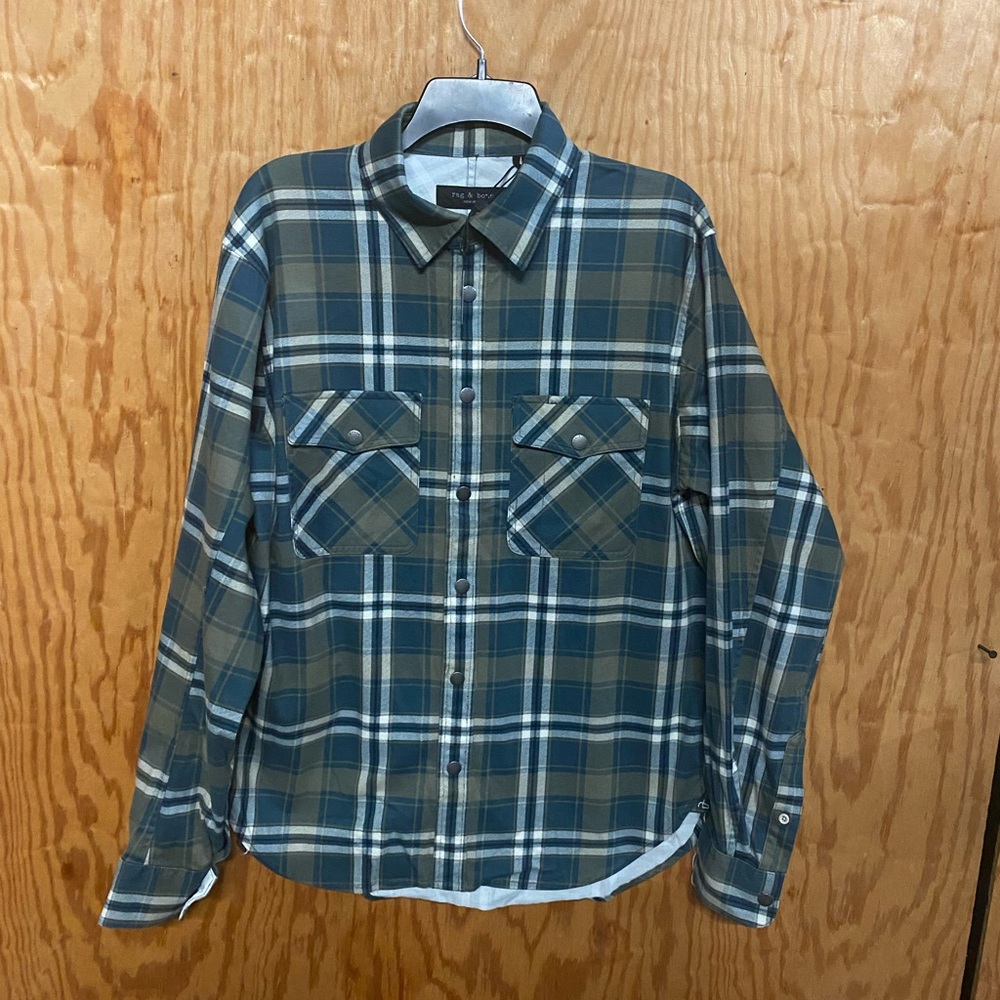 Rag & Bone Men’s Plaid Engineered Jack Snap Flannel Shirt - Picture 4 of 15